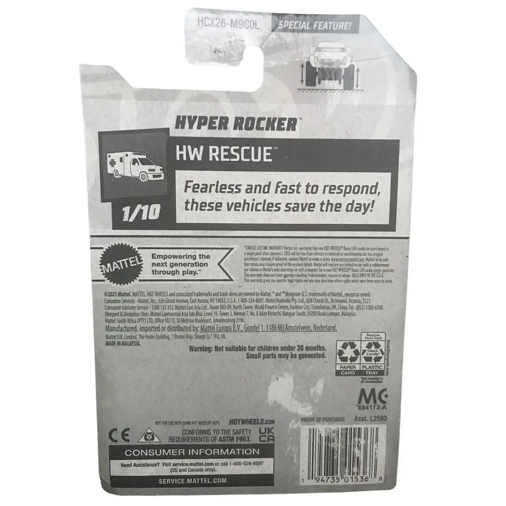 Hot Wheels‎ HW Rescue 1/10 Hyper Rocker 120/250 Special Feature Orange/White